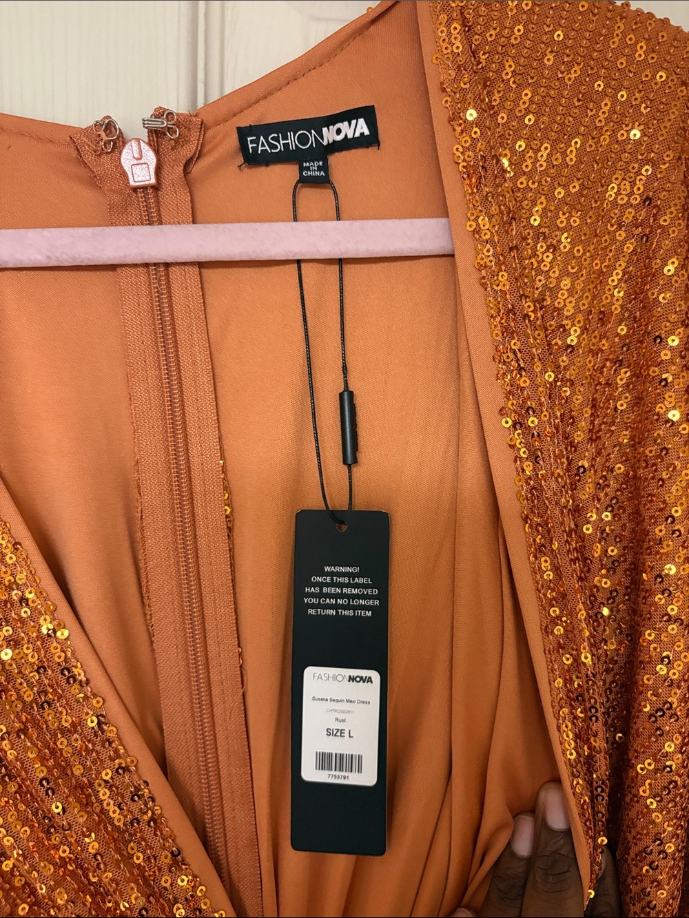 Fashion Nova Orange Sequin Draped Cocktail Dress - Picture 2 of 4